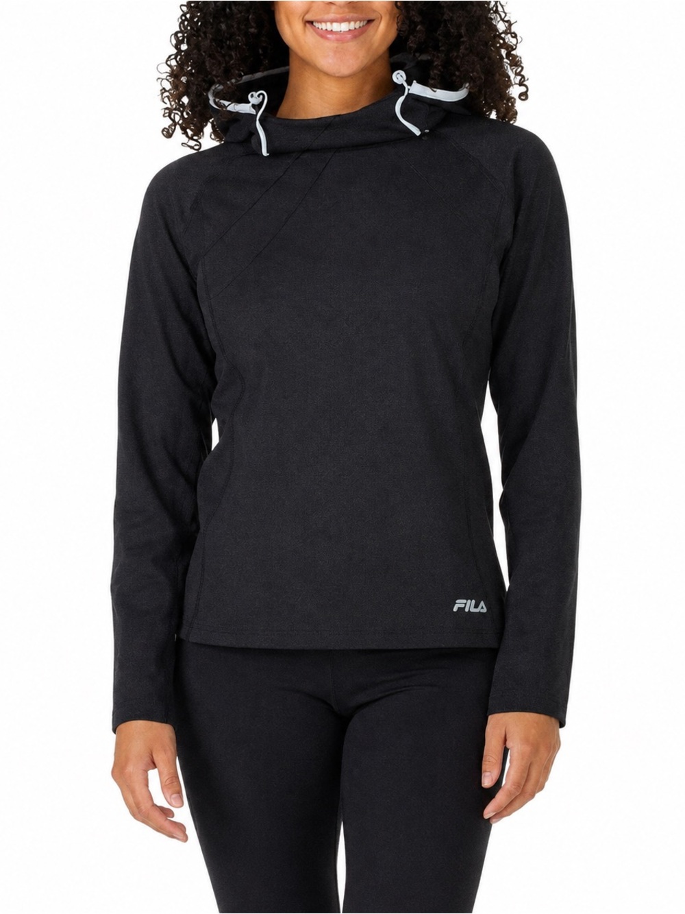 FILA Womens L Midweight Training Hoodie Black Performance Pullover NWT